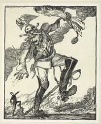 Jack, der Riesentöter (dem König von Belgien gewidmet), Illustration aus „The Kaiser